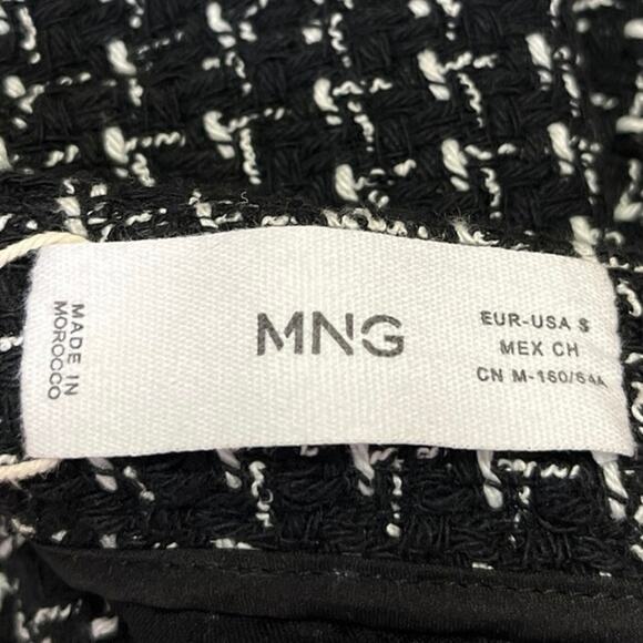Mango MNG Women's Black White Tweed Knit Split Hem Mini A-Line Skirt Size S - Picture 4 of 5